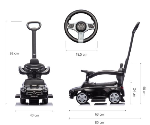 Milly Mally Milly Mally Pojazd z rączką MERCEDES C-Class Black Milly Mally Milly Mally Pojazd z rączką MERCEDES C-Class Black