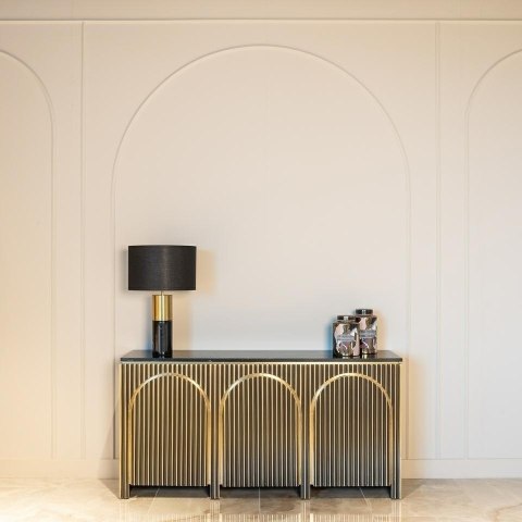 Richmond Interiors RICHMOND komoda LES ARCS - szczotkowane złoto, mosiądz, marmur, MDF Richmond Interiors RICHMOND komoda LES ARCS - szczotkowane złoto, mosiądz, marmur, MDF