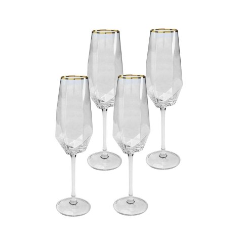Kare Design KARE komplet 4 kieliszków do szampana DIAMOND RIM 360 ml