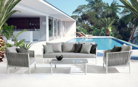 Bizzotto BIZZOTTO sofa 3-osobowa ogrodowa FLORENCIA biała / szara Bizzotto BIZZOTTO sofa 3-osobowa ogrodowa FLORENCIA biała / szara