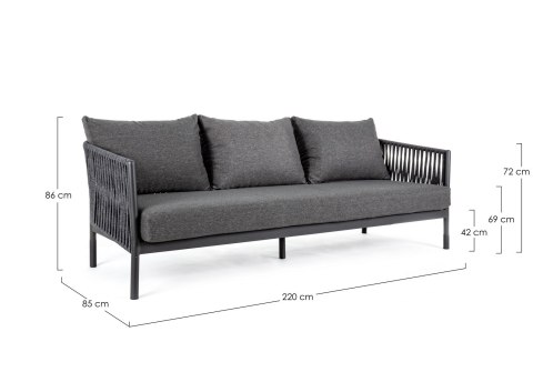 Bizzotto BIZZOTTO sofa 3-osobowa ogrodowa FLORENCIA szara Bizzotto BIZZOTTO sofa 3-osobowa ogrodowa FLORENCIA szara