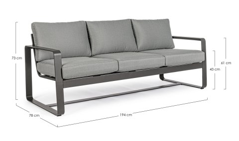 Bizzotto BIZZOTTO sofa 3-osobowa ogrodowa MERRIGAN szara Bizzotto BIZZOTTO sofa 3-osobowa ogrodowa MERRIGAN szara