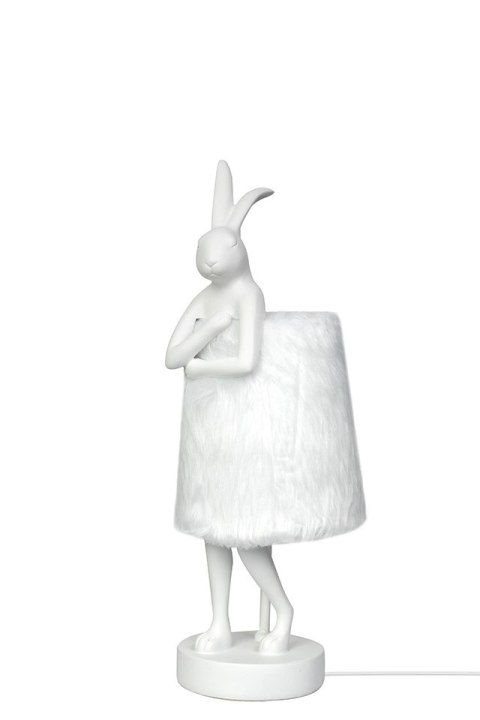 Kare Design KARE lampa stołowa RABBIT FUR 50 cm biała / srebrna Kare Design KARE lampa stołowa RABBIT FUR 50 cm biała / srebrna