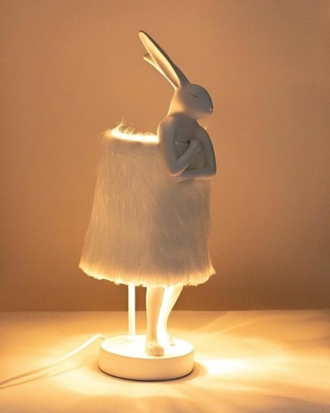 Kare Design KARE lampa stołowa RABBIT FUR 50 cm biała / srebrna Kare Design KARE lampa stołowa RABBIT FUR 50 cm biała / srebrna