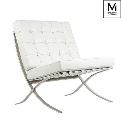 Modesto Design MODESTO fotel BARCELON biały - ekoskóra, stal polerowana Modesto Design MODESTO fotel BARCELON biały - ekoskóra, stal polerowana