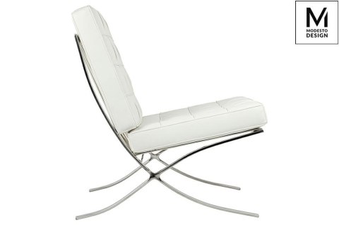 Modesto Design MODESTO fotel BARCELON biały - ekoskóra, stal polerowana Modesto Design MODESTO fotel BARCELON biały - ekoskóra, stal polerowana