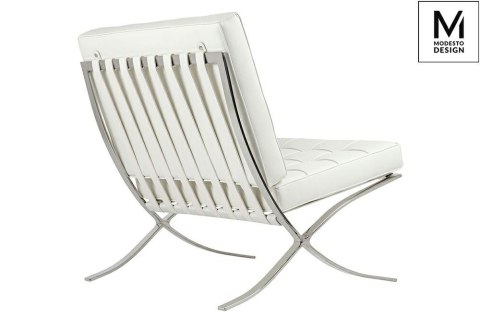 Modesto Design MODESTO fotel BARCELON biały - ekoskóra, stal polerowana Modesto Design MODESTO fotel BARCELON biały - ekoskóra, stal polerowana