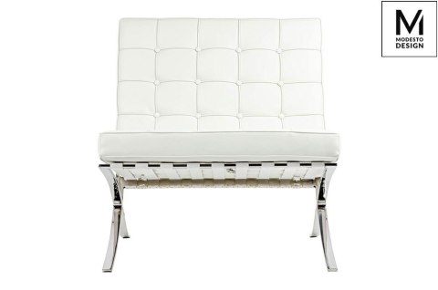 Modesto Design MODESTO fotel BARCELON biały - ekoskóra, stal polerowana Modesto Design MODESTO fotel BARCELON biały - ekoskóra, stal polerowana