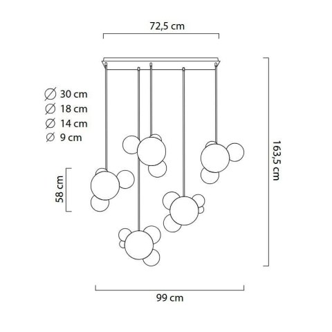 Moosee MOOSEE lampa wisząca CAPRI LINE 5 złota - 300 LED, aluminium, szkło Moosee MOOSEE lampa wisząca CAPRI LINE 5 złota - 300 LED, aluminium, szkło