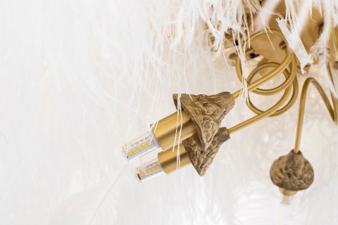 Moosee MOOSEE lampa wisząca TIFFANY 135 biała mosiądz / naturalne pióra Moosee MOOSEE lampa wisząca TIFFANY 135 biała mosiądz / naturalne pióra