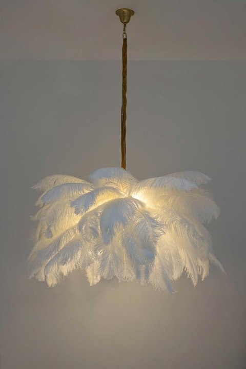 Moosee MOOSEE lampa wisząca TIFFANY 135 biała mosiądz / naturalne pióra Moosee MOOSEE lampa wisząca TIFFANY 135 biała mosiądz / naturalne pióra