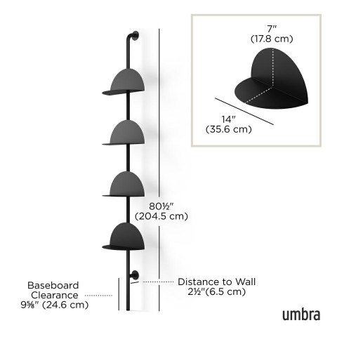 Umbra UMBRA regulowane półki ścienne SOLIS czarne Umbra UMBRA regulowane półki ścienne SOLIS czarne