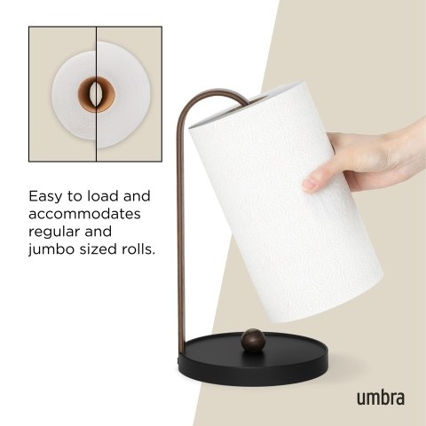Umbra UMBRA stojak na ręcznik papierowy BELLWOOD czarny/orzech Umbra UMBRA stojak na ręcznik papierowy BELLWOOD czarny/orzech