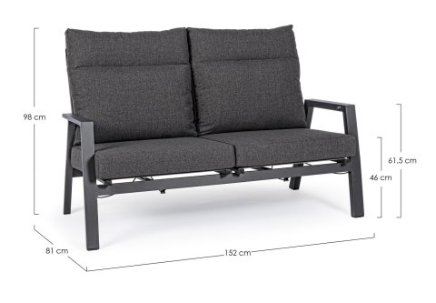 Bizzotto BIZZOTTO sofa 2-osobowa ogrodowa KLEDI szara Bizzotto BIZZOTTO sofa 2-osobowa ogrodowa KLEDI szara