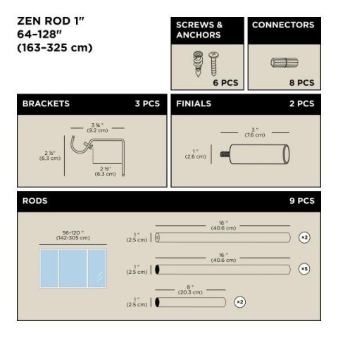 Umbra UMBRA karnisz ZEN 163 - 325 cm srebrny Umbra UMBRA karnisz ZEN 163 - 325 cm srebrny