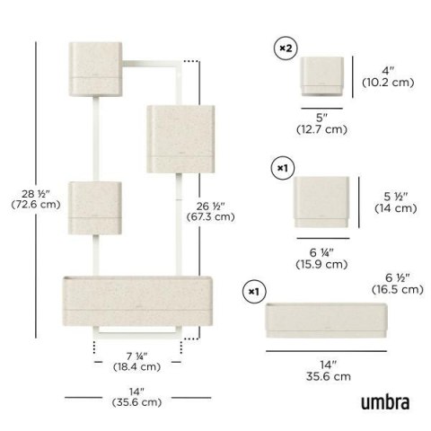 Umbra UMBRA zestaw doniczek CUBIKO biały Umbra UMBRA zestaw doniczek CUBIKO biały