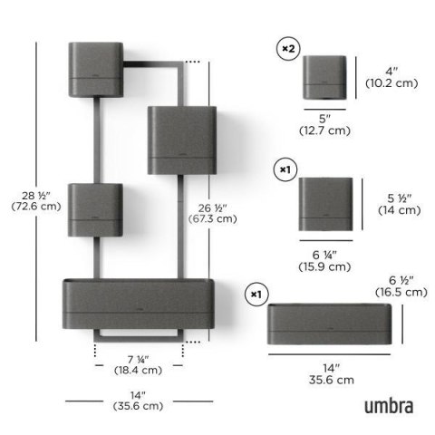 Umbra UMBRA zestaw doniczek CUBIKO czarny Umbra UMBRA zestaw doniczek CUBIKO czarny