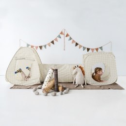 3 Sprouts 3 Sprouts Zestaw Namiotów dla Dzieci z Tunelem 3w1 Gingham Beige