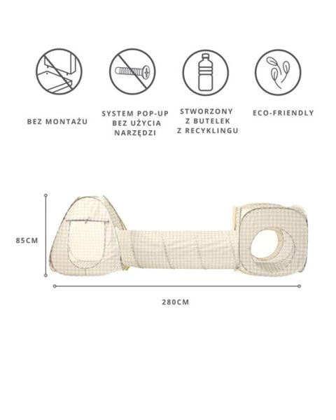 3 Sprouts 3 Sprouts Zestaw Namiotów dla Dzieci z Tunelem 3w1 Gingham Beige 3 Sprouts 3 Sprouts Zestaw Namiotów dla Dzieci z Tunelem 3w1 Gingham Beige
