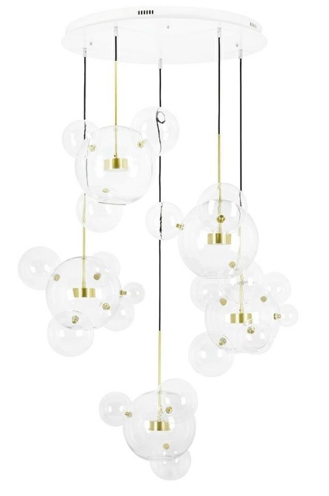 King Home MOOSEE Lampa wisząca CAPRI DISC 5 złota - 300 LED, aluminium, szkło