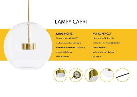 King Home MOOSEE Lampa wisząca CAPRI DISC 5 złota - 300 LED, aluminium, szkło King Home MOOSEE Lampa wisząca CAPRI DISC 5 złota - 300 LED, aluminium, szkło
