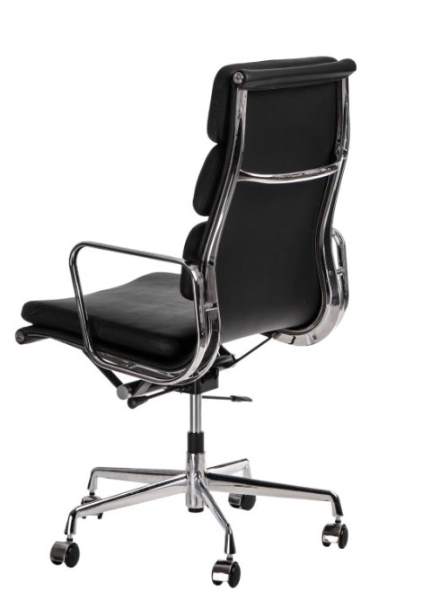 D2.DESIGN Fotel biurowy CH2191T czarna skóra chrom D2.DESIGN Fotel biurowy CH2191T czarna skóra chrom