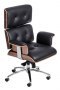 D2.DESIGN Fotel biurowy VIP czarna skóra,orzechowy fornir, chrom D2.DESIGN Fotel biurowy VIP czarna skóra,orzechowy fornir, chrom