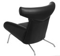 D2.DESIGN Fotel z podnóżkiem Wół czarna skóra #4