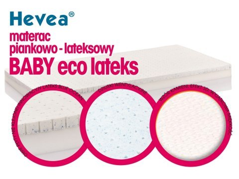 Materac z lateksem Hevea Baby Eco Lateks 140x70 (Natural) Materac z lateksem Hevea Baby Eco Lateks 140x70 (Natural)