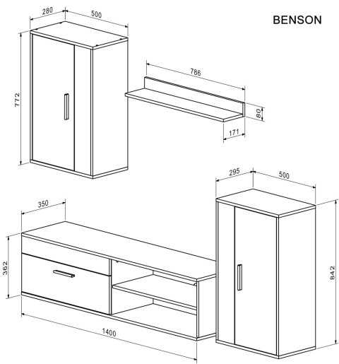 BENSON zestaw, kolor: dąb artisan - kaszmir BENSON zestaw, kolor: dąb artisan - kaszmir