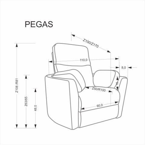 PEGAS fotel wypoczynkowy popielaty PEGAS fotel wypoczynkowy popielaty