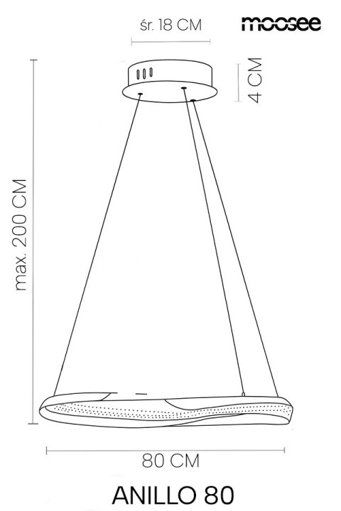 Moosee MOOSEE lampa wisząca ANILLO 80 czarna