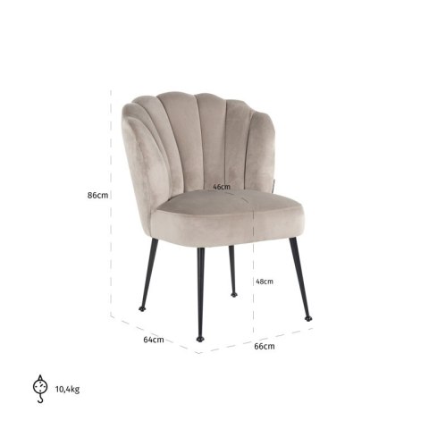 Richmond Interiors RICHMOND krzesło PIPPA KHAKI - welur, podstawa czarna