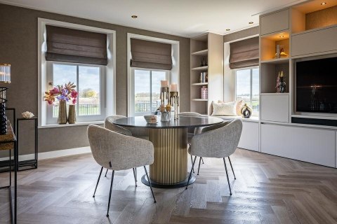 Richmond Interiors RICHMOND stół jadalniany IRONVILLE 140 - marmur, metal, MDF, sklejka brzozowa