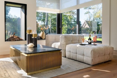 Richmond Interiors RICHMOND stolik kawowy IRONVILLE 140 marmur, metal, MDF, sklejka brzozowa