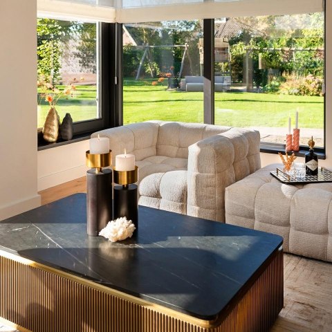 Richmond Interiors RICHMOND stolik kawowy IRONVILLE 140 marmur, metal, MDF, sklejka brzozowa