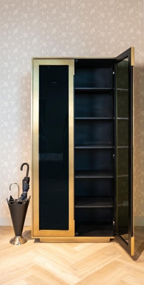 Richmond Interiors RICHMOND komoda FINSBURY 209 cm - mosiądz, szkło, MDF