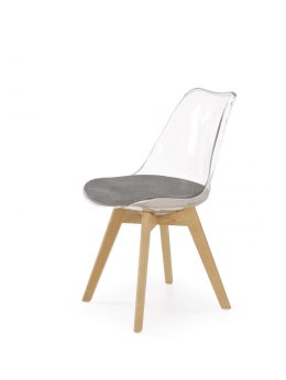 Halmar K342 krzesło popielaty / transparentny, nogi - buk