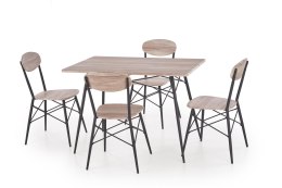Halmar KABIR prostokąt zestaw stół + 4 krzesła dąb san remo / czarny