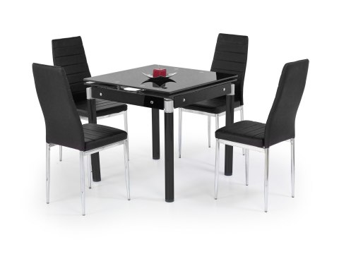 STÓŁ ROZKŁADANY KENT CZARNY 80-130x80 blat SZKŁO stelaż STAL malowana Halmar STÓŁ ROZKŁADANY KENT CZARNY 80-130x80 blat SZKŁO stelaż STAL malowana Halmar