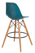 D2.DESIGN Hoker Krzesło barowe P016W PP navy green zielony tworzywo PP podstawa drewniana stabilne wygodne i lekkie