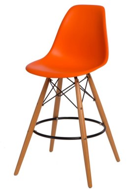D2.DESIGN Hoker Krzesło barowe P016W PP pomarańczowe tworzywo PP podstawa drewniana