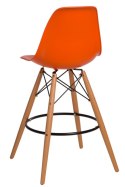 D2.DESIGN Hoker Krzesło barowe P016W PP pomarańczowe tworzywo PP podstawa drewniana D2.DESIGN Hoker Krzesło barowe P016W PP pomarańczowe tworzywo PP podstawa drewniana