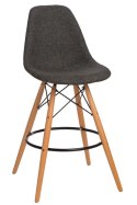D2.DESIGN Hoker Krzesło barowe Stołek barowy P016W Pattern szary - pepitka tkanina podstawa drewniana z oparciem i podnóżkiem