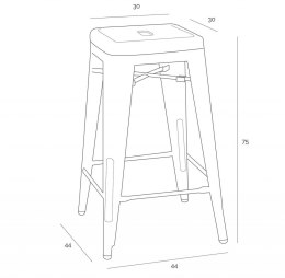 HOKER METAL STOŁEK BAROWY Paris 75cm. D2.DESIGN insp. Tolix MOŻNA SZTAPLOWAĆ wykonany ręcznie MEBEL POSTARZANY WIDOCZNA RDZA