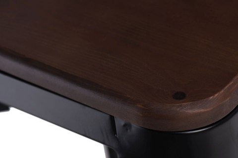 D2.DESIGN Hoker Stołek barowy Paris Wood 65cm czarny metalowy siedzisko drewno lakierowane sosna kolor orzech do kuchni baru D2.DESIGN Hoker Stołek barowy Paris Wood 65cm czarny metalowy siedzisko drewno lakierowane sosna kolor orzech do kuchni baru