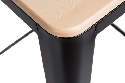 D2.DESIGN Hoker Stołek barowy Paris Wood 75cm czarny metal lakierowany siedzisko drewniane sosna naturalny D2.DESIGN Hoker Stołek barowy Paris Wood 75cm czarny metal lakierowany siedzisko drewniane sosna naturalny