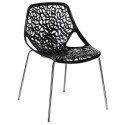 D2.DESIGN Krzesło Cepelia czarne siedzisko tworzywo wzór przypomina winorośl podstawa stal chromowana można sztaplować D2.DESIGN Krzesło Cepelia czarne siedzisko tworzywo wzór przypomina winorośl podstawa stal chromowana można sztaplować