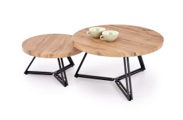 ANGER zestaw 2 ław, blat - dąb złoty, nogi - czarne