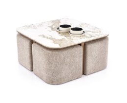 ARAKIS ława, beżowy marmur / orzechowy